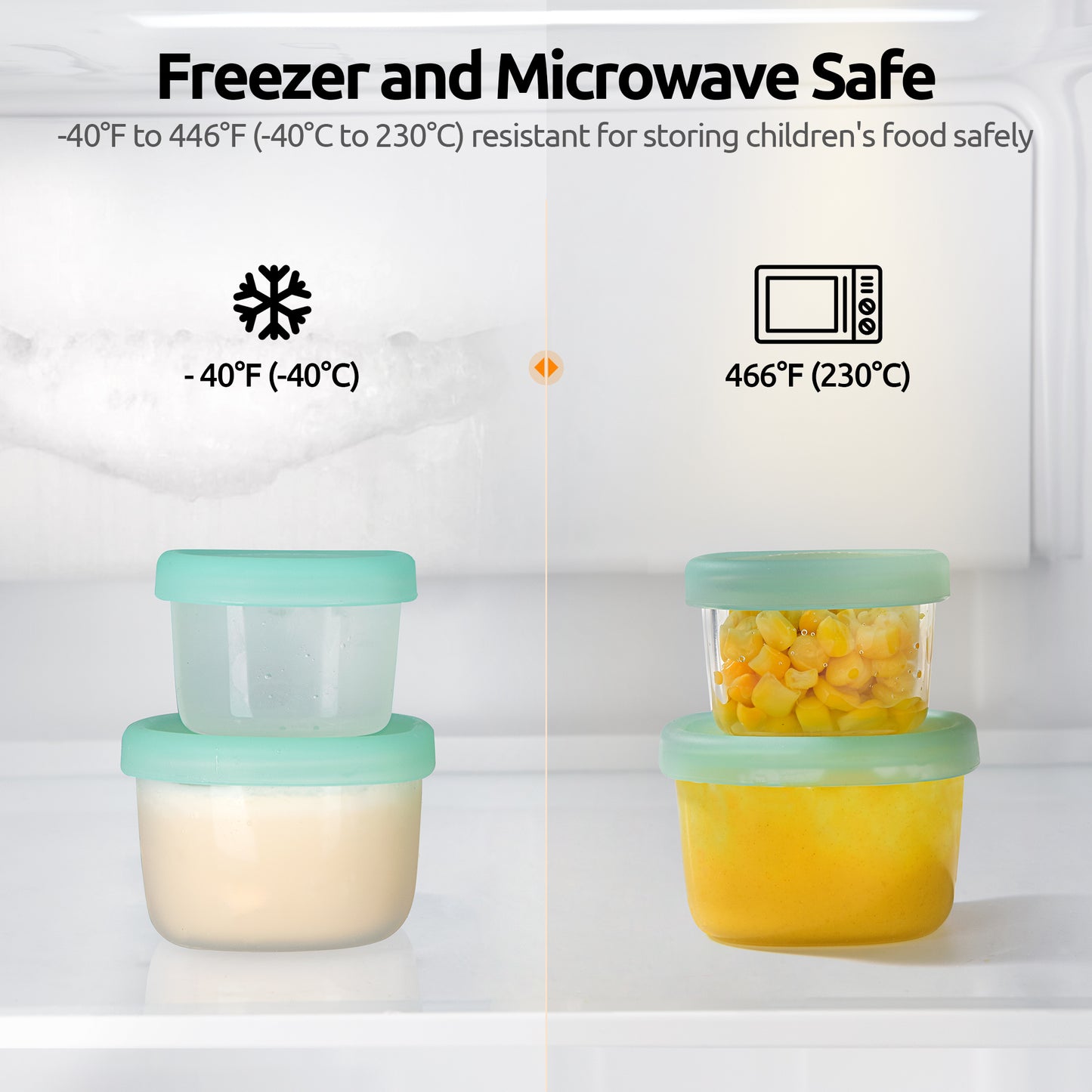 U-Taste 3oz Mini Sauce Containers: Food Grade Liquid Silicone Condiment Storage with Airtight Lid, Freezer Safe with Clear 100ml Measurements, Reusable for Dipping Ketchup, Salad Dressing