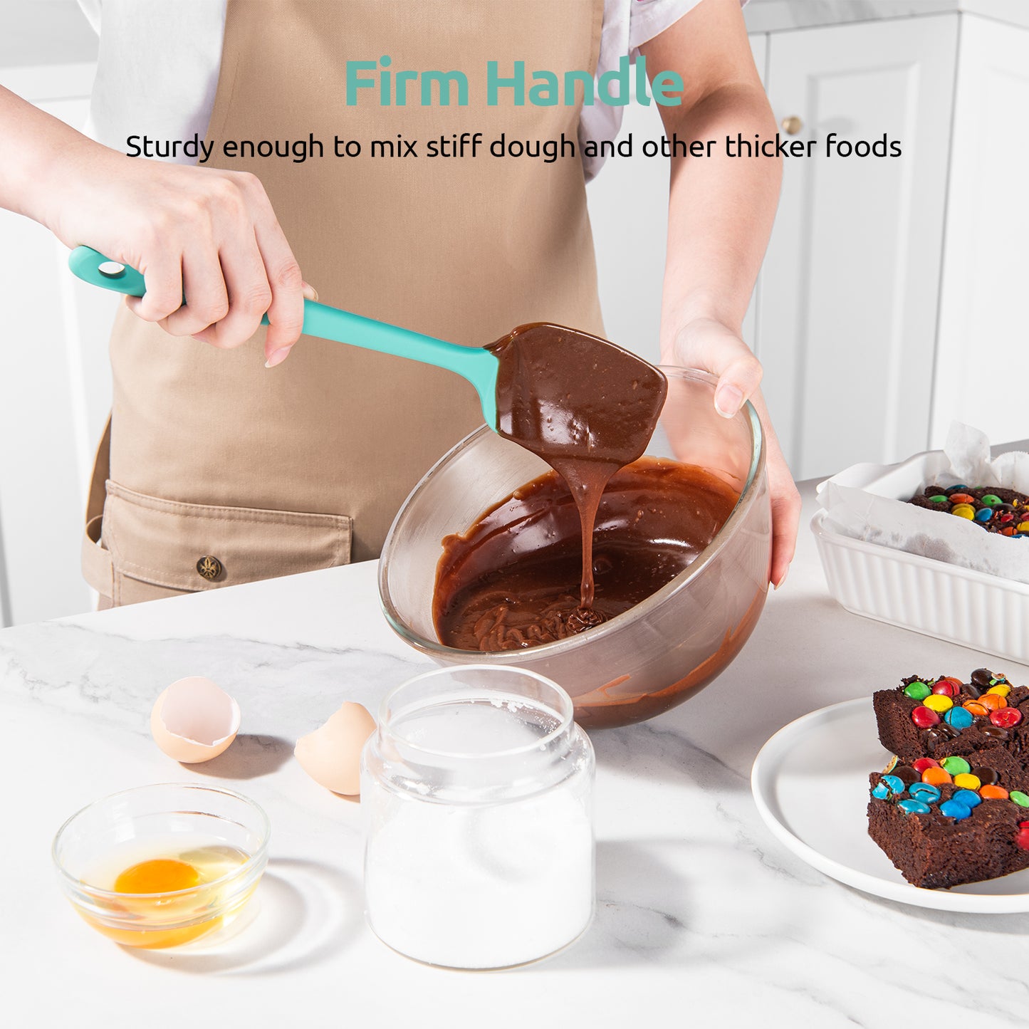 Silicone Spoon Spatula Set: 480ºF Heat Resistant Food Grade Flexible Rubber Spoonula, Nonstick Cooking Mixing Scooping Kitchen Baking Scraper Utensils Set of 3 for Pan, Pot, Bowl