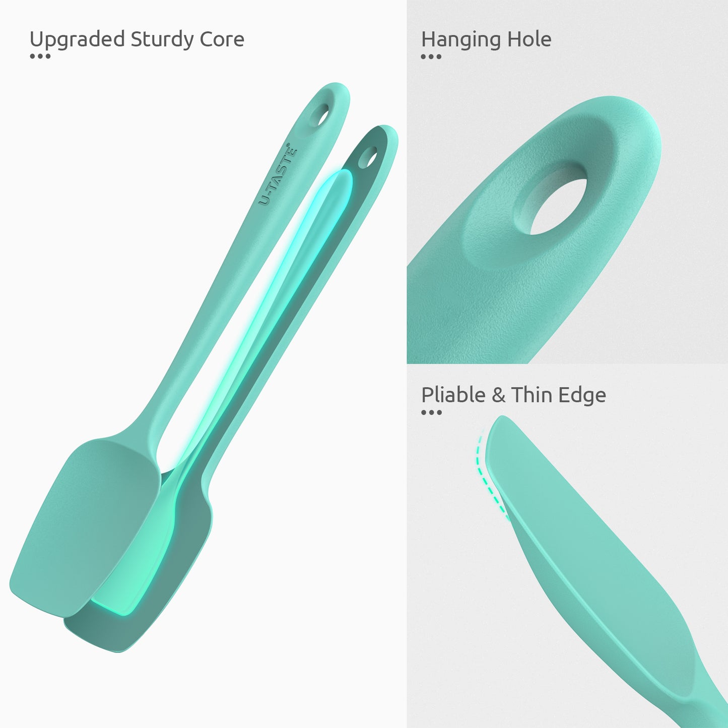 Silicone Baking Spatula Set: 480ºF High Heat Resistant, Food Grade Flexible Rubber Kitchen Cooking Mixing Scraper, Food Grade Seamless Utensil for Nonstick Cookware Set of 3