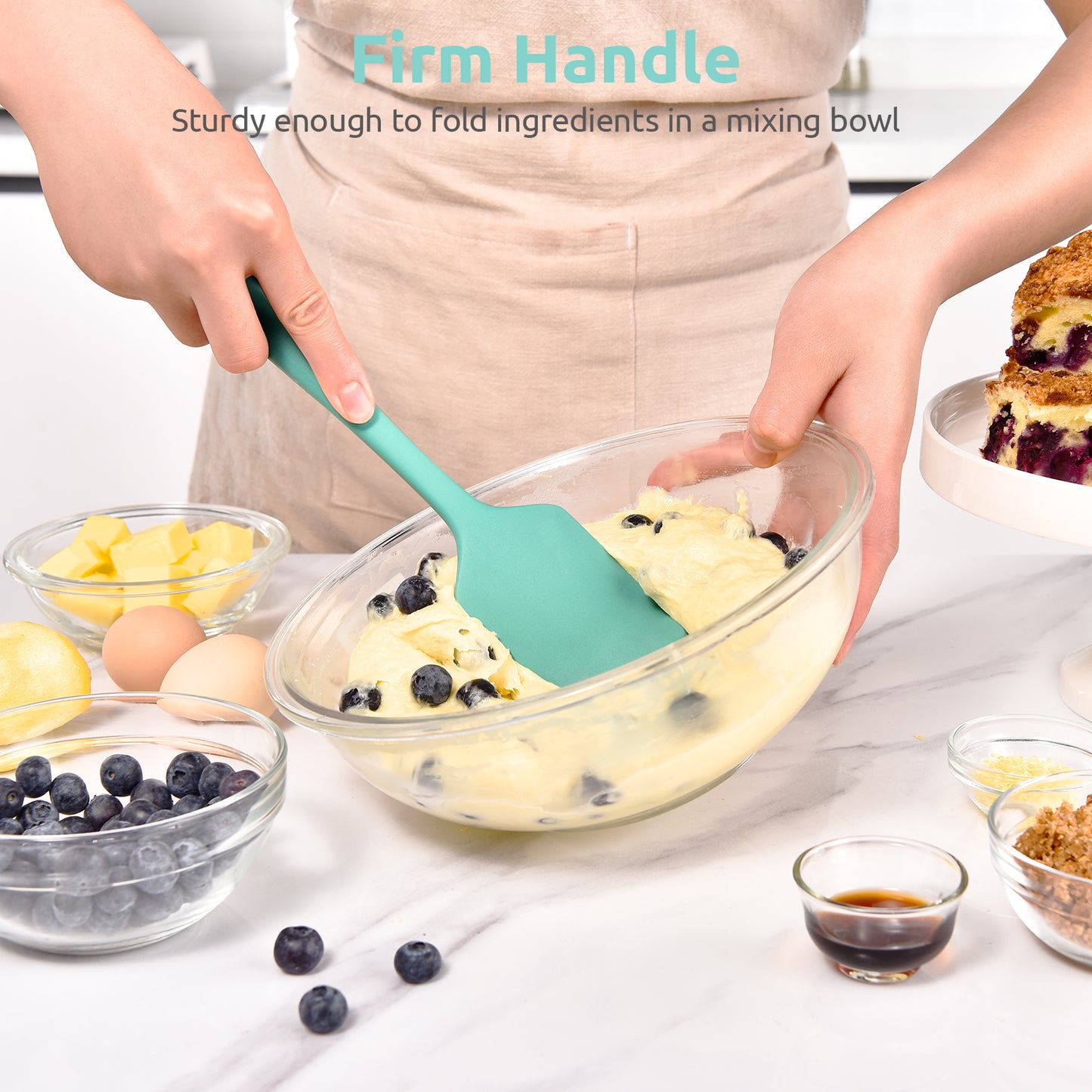 11.38" Silicone Baking Spatula: 480ºF Heat Resistant Food Grade Flexible Rubber Kitchen Bowl Scraper, Seamless Pastry Spreader for Mixing Stirring Scraping in Nonstick Cookware