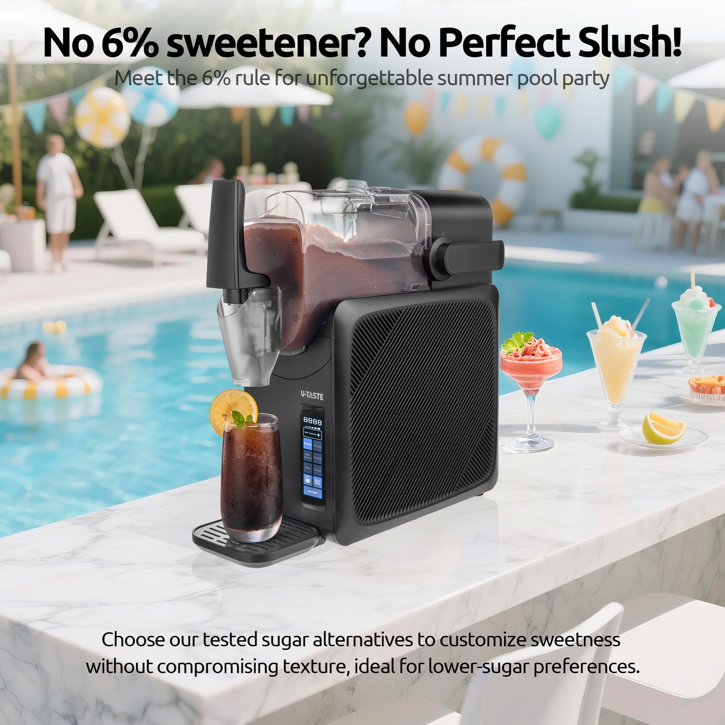 U-Taste Frozen Drink Slushie Machine: 88 oz Rapid-Cool Margarita Slushy Maker, 12-Hours Runnig, Self-Cleaning, 5 Preset Programs: Slushie, Frappe, Milk Shake, Cocktail, Wine-Mold for Home Party -Black (Available in the United States only)