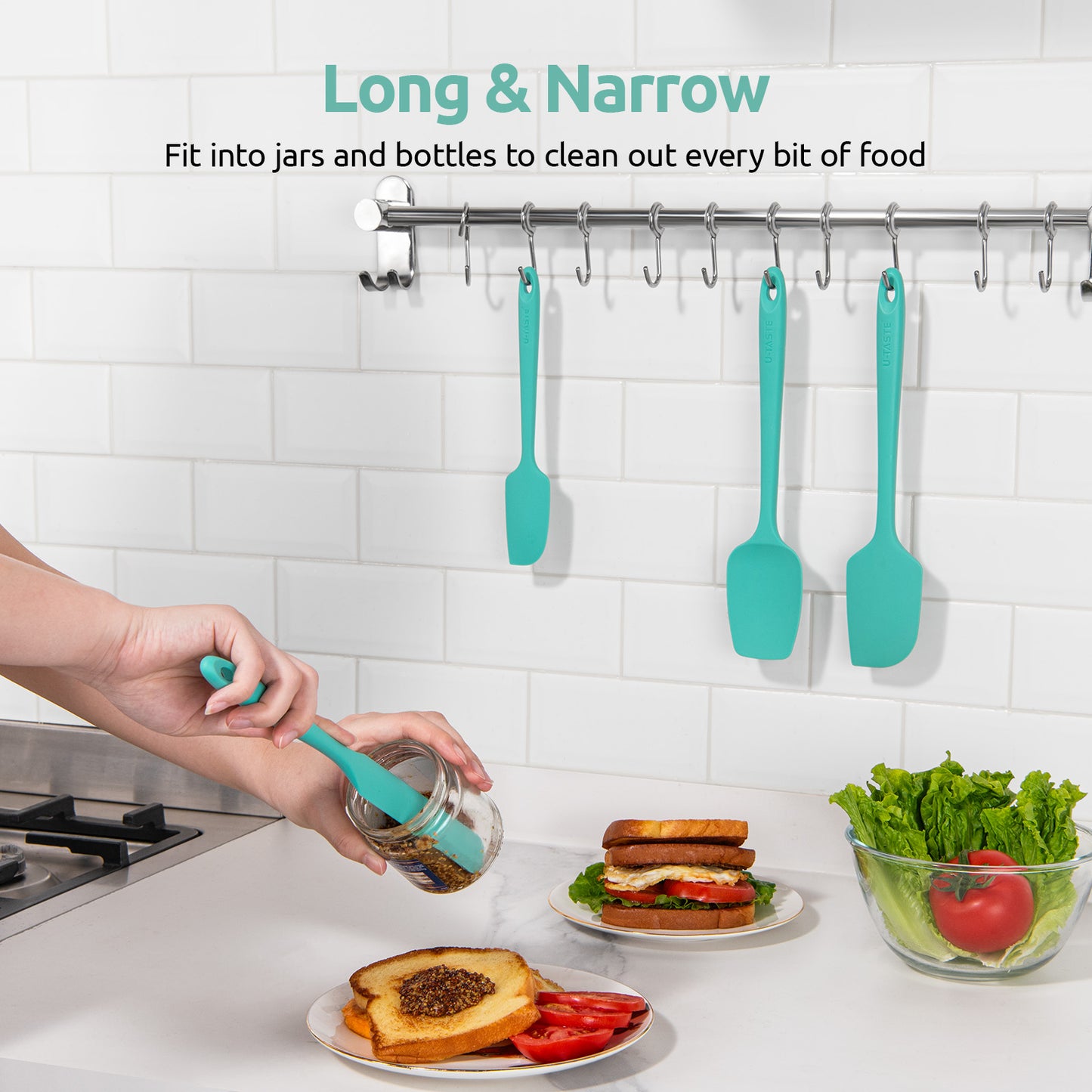 High Heat Resistant Silicone Spatulas: U-Taste 480ºF Hot Proof Food Grade Flexible Silicon Baking Scraper, Food Grade Rubber Kitchen Cooking Mixing Utensils for Nonstick Cookware Set of 4