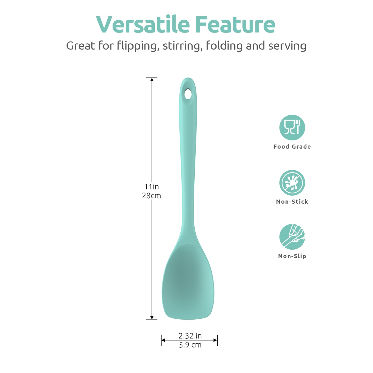 600ºF Heat Resistat Spatula Spoon: U-Taste Flexible Silicone Cooking Scoop Spoonula, Serving Mixing Scraping Food in Non-Stick Pan Cookware, Seamless Multifunctional Kitchen Utensil
