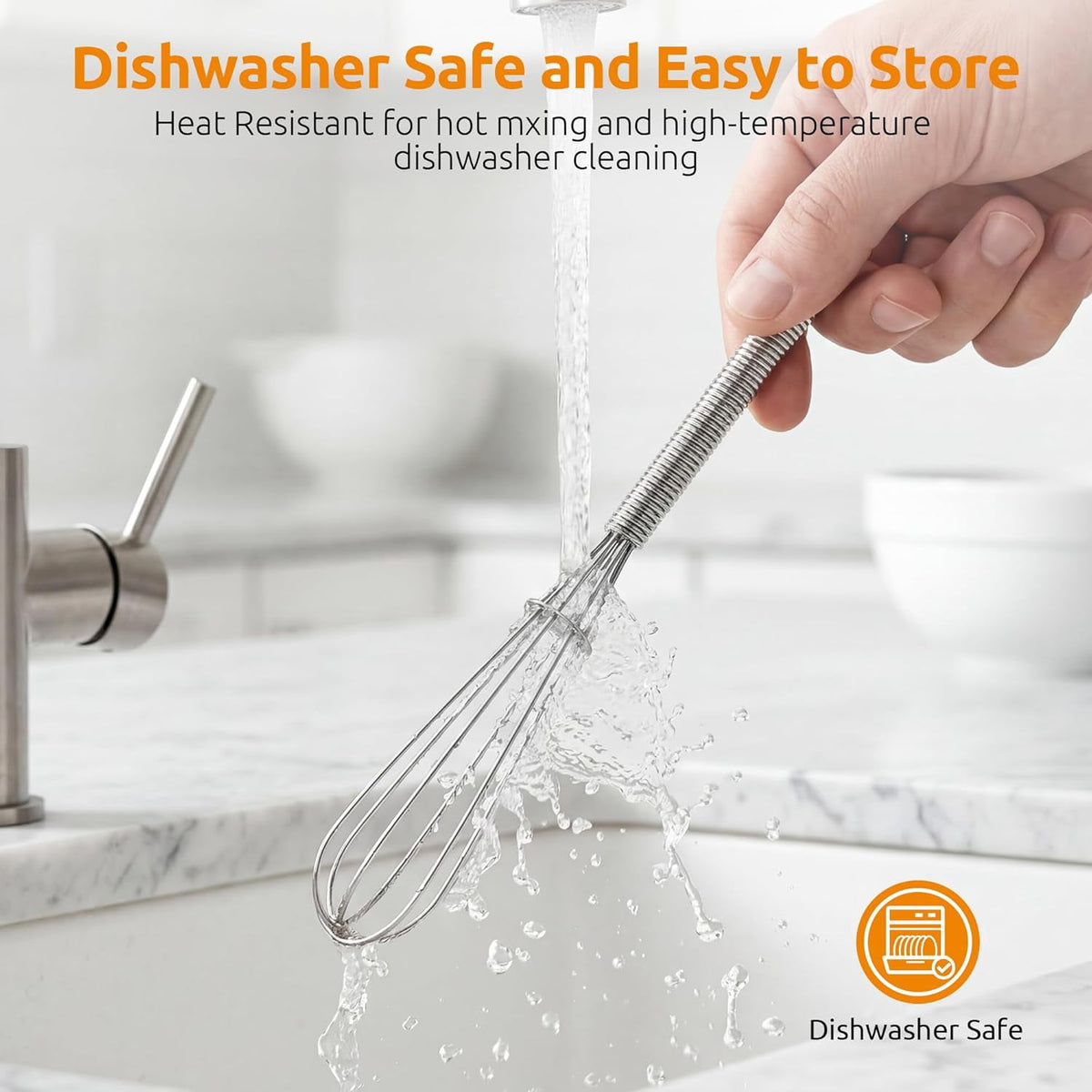 U-Taste Small Mini Whisks for Cooking, 18/8 Stainless Steel 7" Wisking Tool, Kitchen Wrie Wisk Set of 2, Tiny Mixing Tool with 6 Wire Compact Head