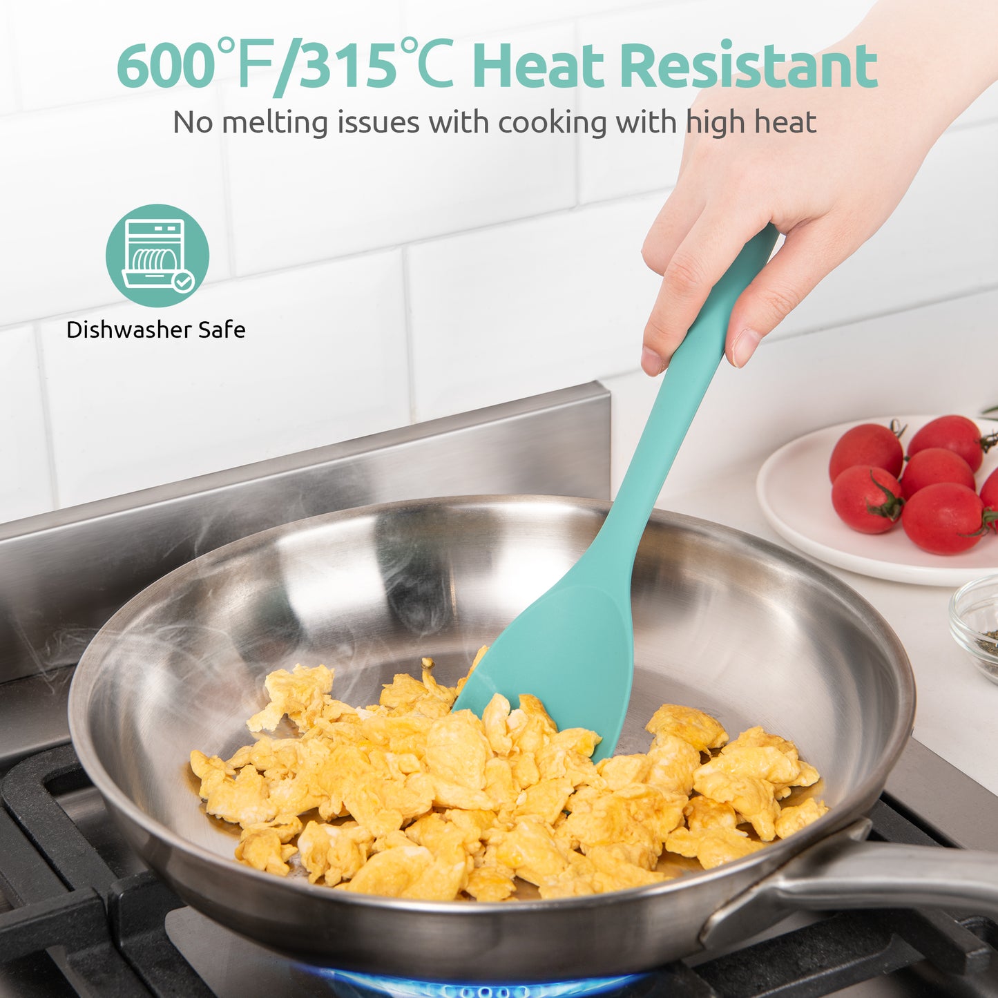 600ºF Heat Resistat Spatula Spoon: U-Taste Flexible Silicone Cooking Scoop Spoonula, Serving Mixing Scraping Food in Non-Stick Pan Cookware, Seamless Multifunctional Kitchen Utensil
