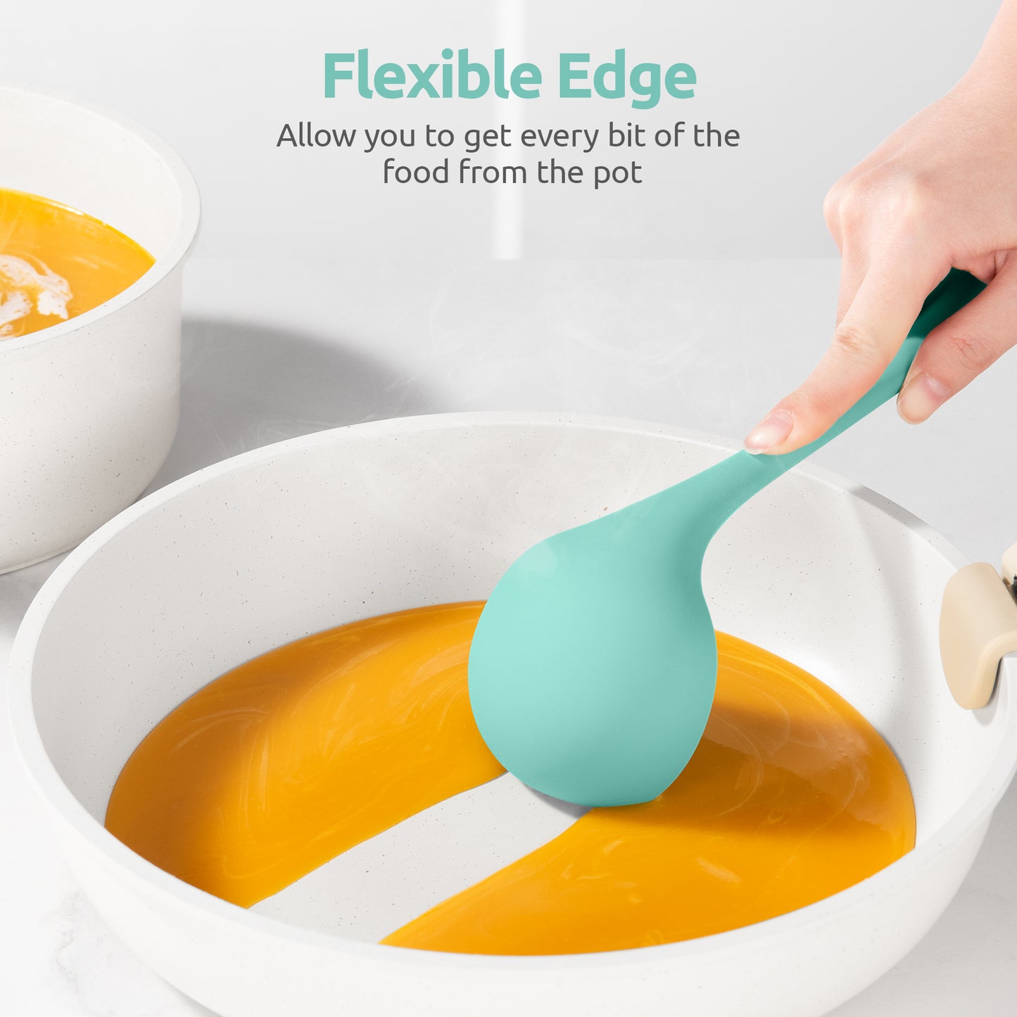 2.6oz Small Silicone Soup Ladle: U-Taste 600ºF Heat Resistant Non-Stick Kitchen Deep Serving Spoon, Soft Cooking Utensil with Non-Slip Solid Handle for Mixing Sauce Stew Gravy