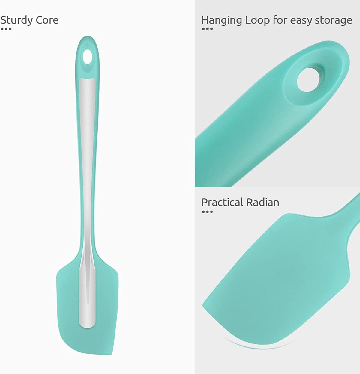 U-Taste Silicone Large Spatula, 600ºF High Heat Resistant Food Grade Rubber Seamless Bowl Scraper for Kitchen Cooking Baking Mixing, 11.38in, Aqua Sky