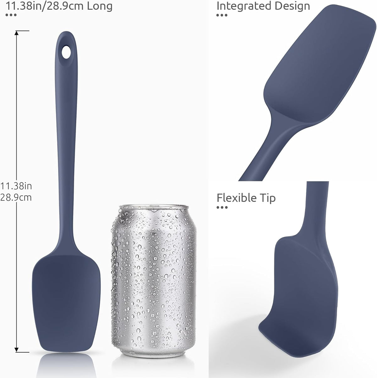 U-Taste 600ºF Heat Resistant Silicone Cooking Spoons Set, Baking Spoon Spatula & Cooking Scoop Spoonula, Kitchen Utensils for Serving, Midnight Blue