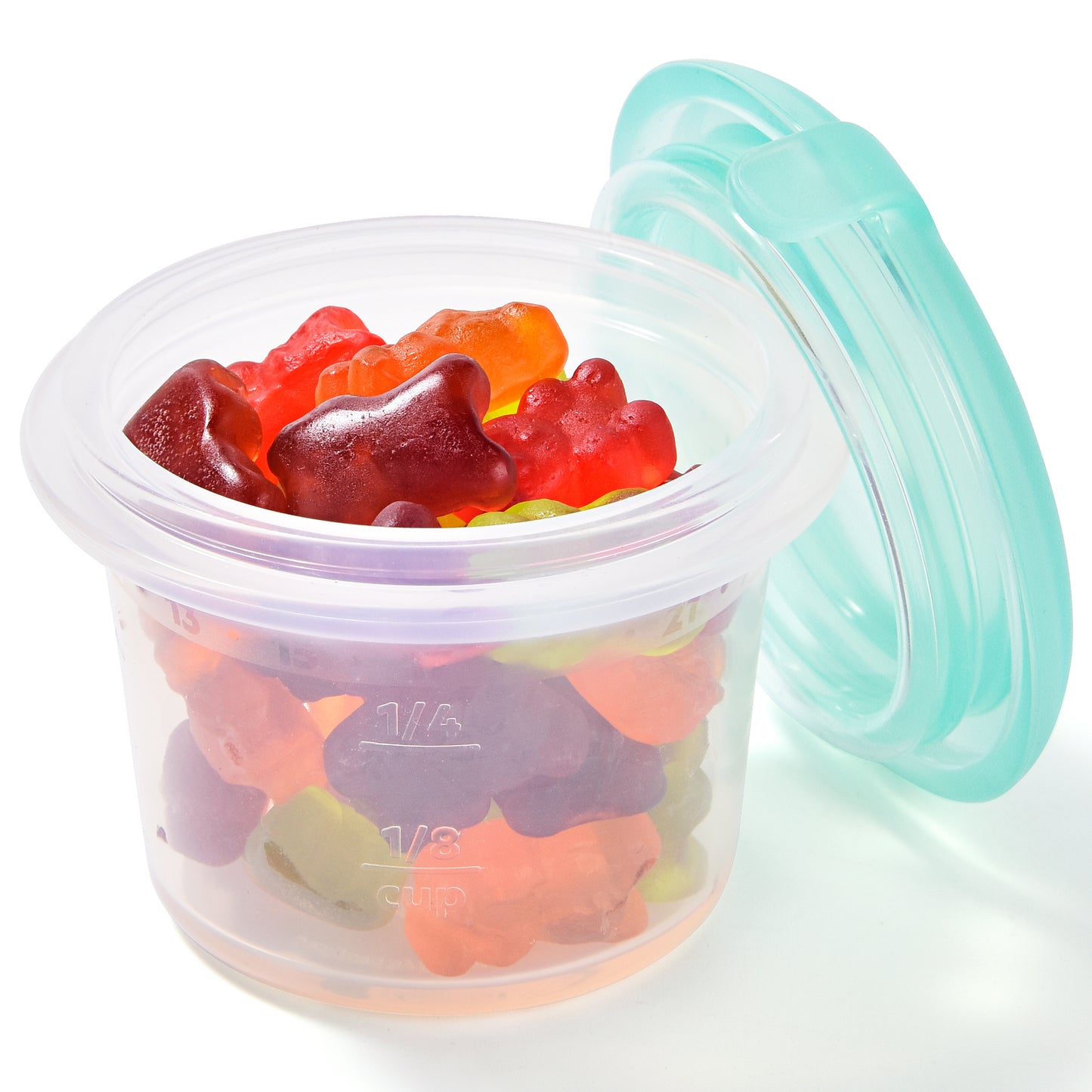 U-Taste 2oz Silicone Food Container: Mini Kitchen Storage with Airtight Lid, Freezer & Microwave Safe, Dip Box with Date Marking Circle, Clear Round Stackable for Sauce, Dressing, Condiment
