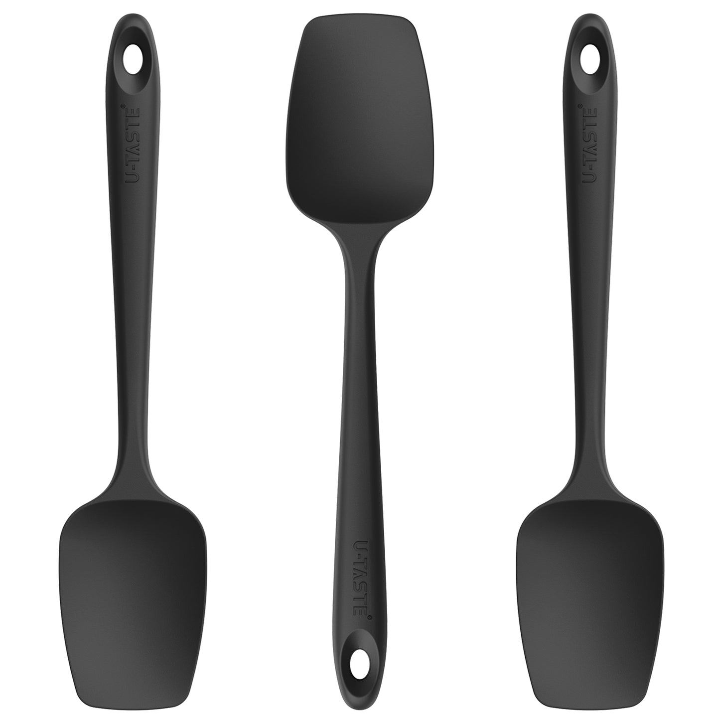 Silicone Spoon Spatula Set: 480ºF Heat Resistant Food Grade Flexible Rubber Spoonula, Nonstick Cooking Mixing Scooping Kitchen Baking Scraper Utensils Set of 3 for Pan, Pot, Bowl