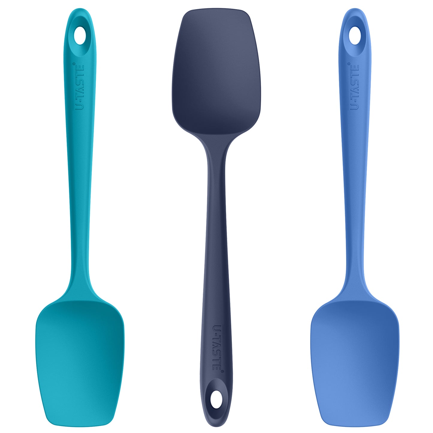 Silicone Spoon Spatula Set: 480ºF Heat Resistant Food Grade Flexible Rubber Spoonula, Nonstick Cooking Mixing Scooping Kitchen Baking Scraper Utensils Set of 3 for Pan, Pot, Bowl