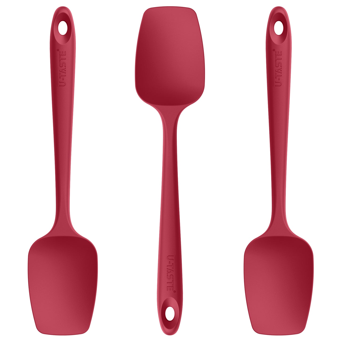 Silicone Spoon Spatula Set: 480ºF Heat Resistant Food Grade Flexible Rubber Spoonula, Nonstick Cooking Mixing Scooping Kitchen Baking Scraper Utensils Set of 3 for Pan, Pot, Bowl