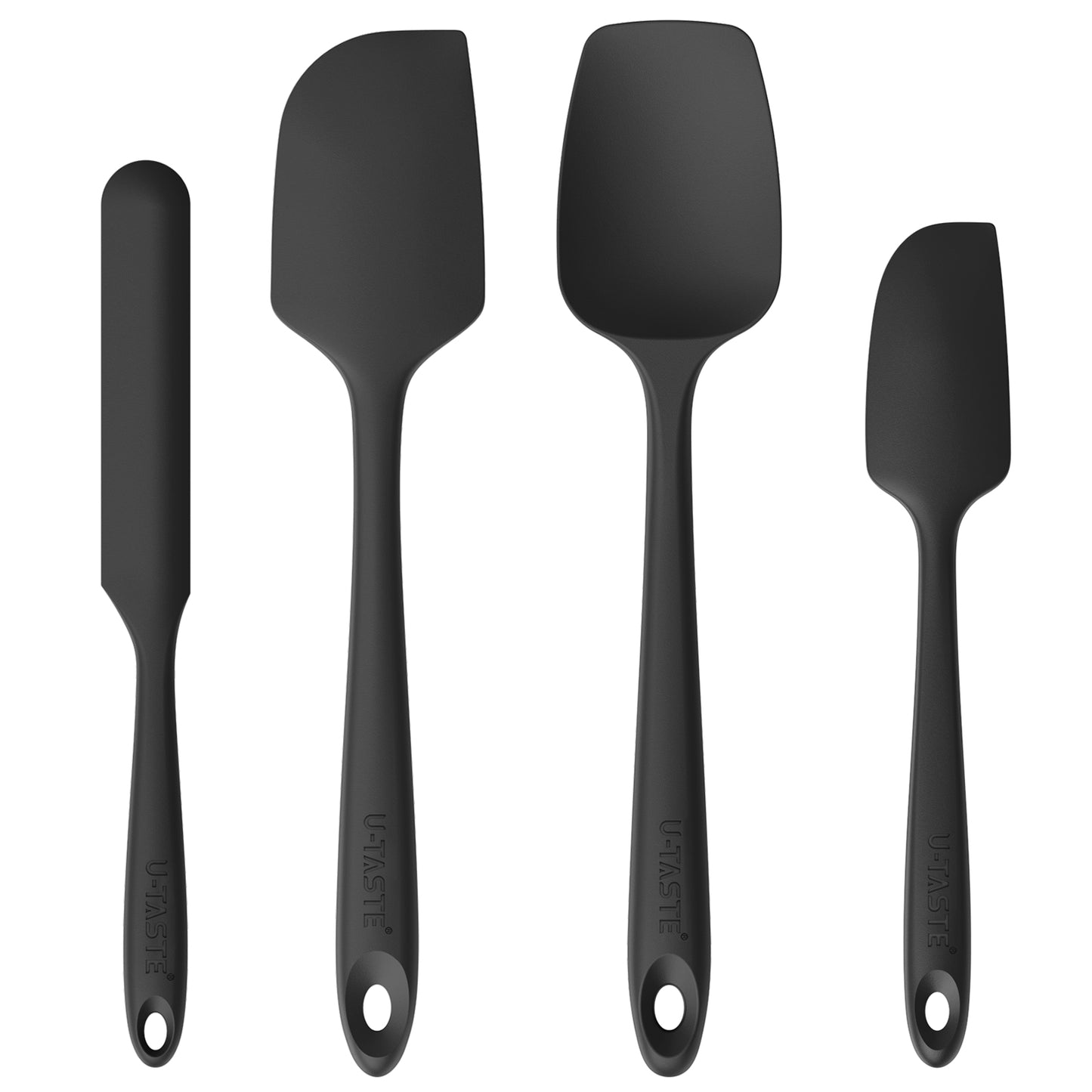 High Heat Resistant Silicone Spatulas: U-Taste 480ºF Hot Proof Food Grade Flexible Silicon Baking Scraper, Food Grade Rubber Kitchen Cooking Mixing Utensils for Nonstick Cookware Set of 4