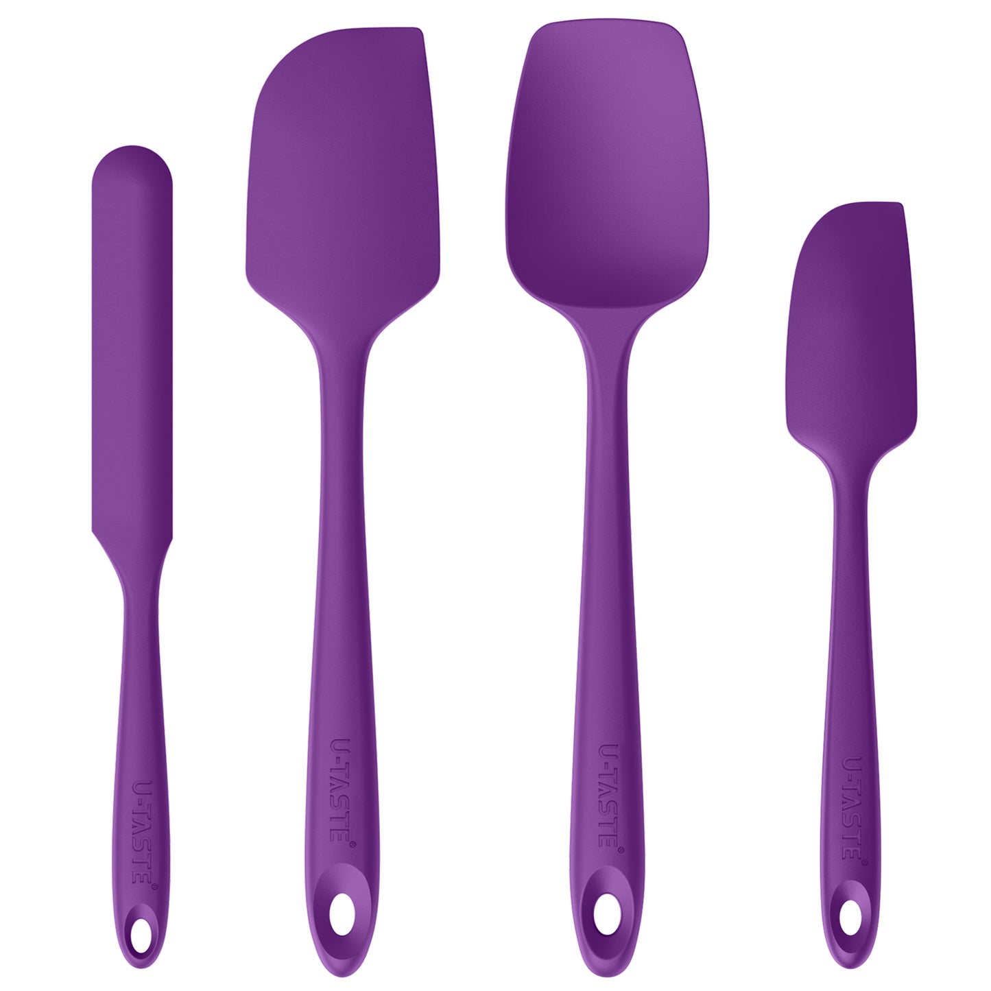 High Heat Resistant Silicone Spatulas: U-Taste 480ºF Hot Proof Food Grade Flexible Silicon Baking Scraper, Food Grade Rubber Kitchen Cooking Mixing Utensils for Nonstick Cookware Set of 4