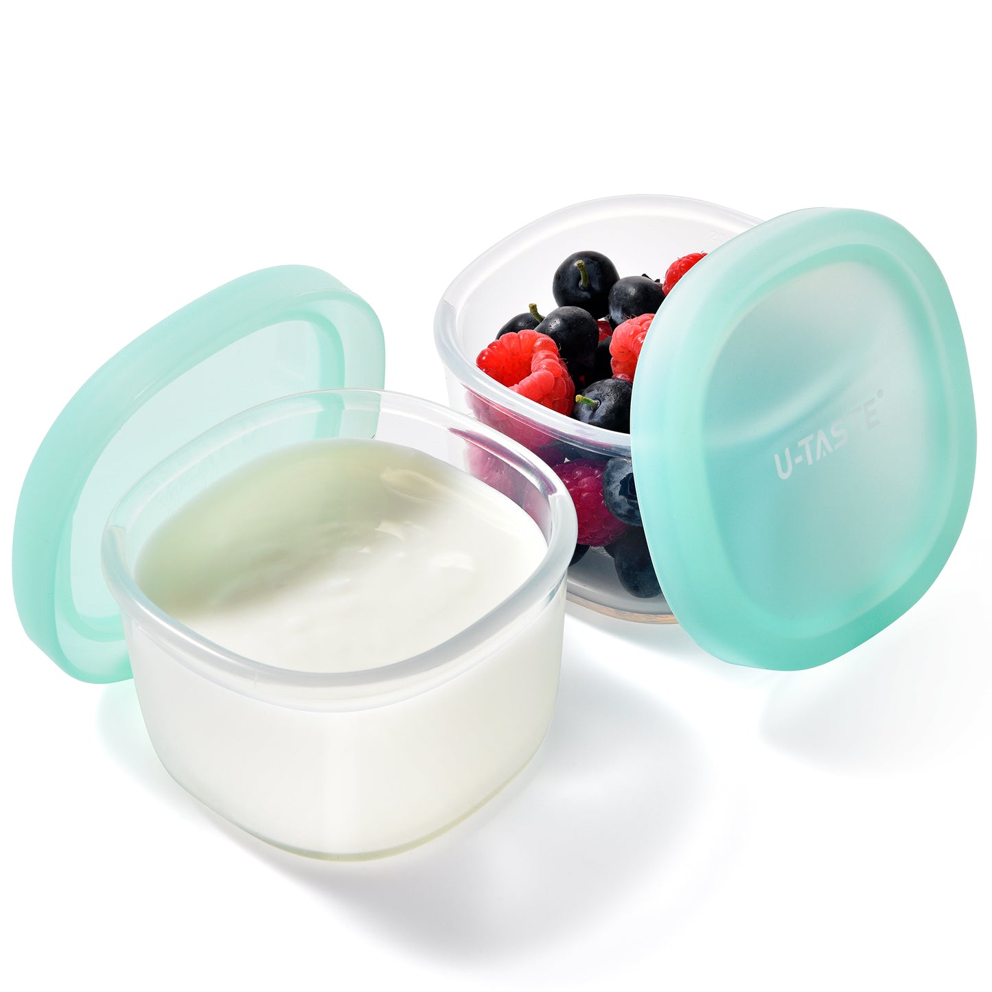 U-Taste 3oz Mini Sauce Containers: Food Grade Liquid Silicone Condiment Storage with Airtight Lid, Freezer Safe with Clear 100ml Measurements, Reusable for Dipping Ketchup, Salad Dressing