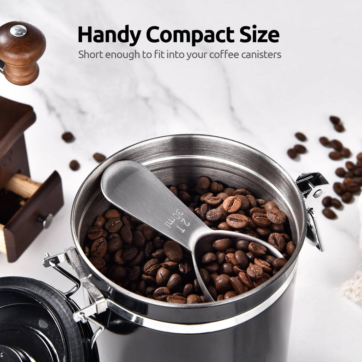 U-Taste 18/8 Stainless Steel Coffee Scoop, Durable Metal Measuring Spoon for Ground Coffee Bean, Short Handle Tablespoon Scooper, 2 Tbsp Scoop