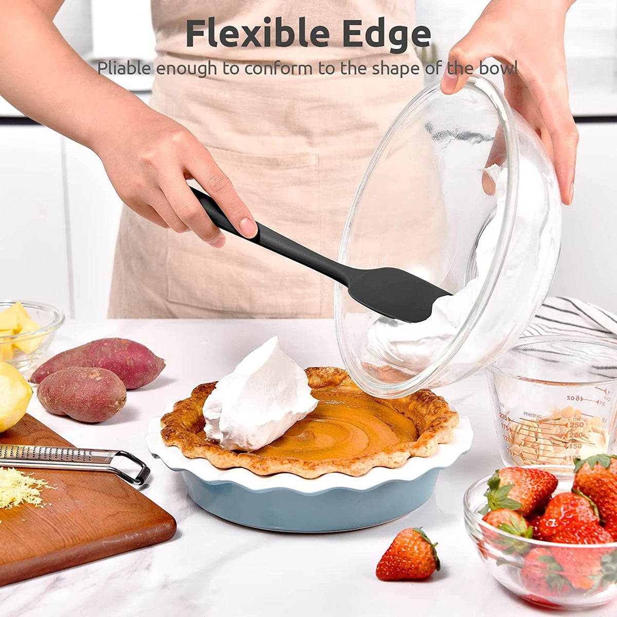 U-Taste Silicone Spoon Spatula, 600ºF High Heat Resistant Kitchen Spoons for Cooking Mixing Stirring, 11.38in Food Grade Rubber Spoonula Scoop, Black