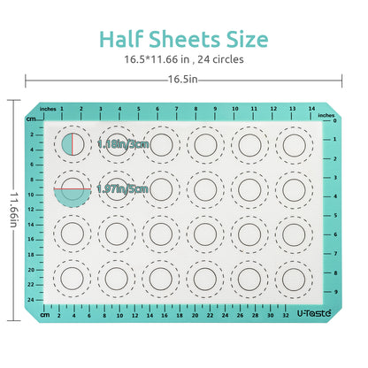 U-Taste Heat Resistant Macaron Silicone Baking Mat, Half Sheets Size, Pack of 2