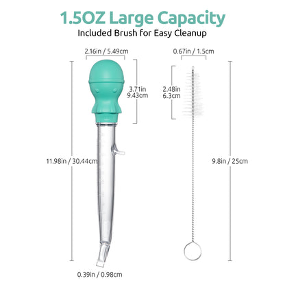 1.5oz Angled Turkey Baster – 228.2℉ Heat Resistant Food Grade Tritan and Silicone Large Octopus Bulb Baster Set with Cleaning Brush