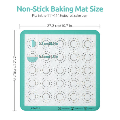 Non Stick Silicone Baking Mat, Heat Resistant, 11×11″ Square Sheets Size, Pack of 2