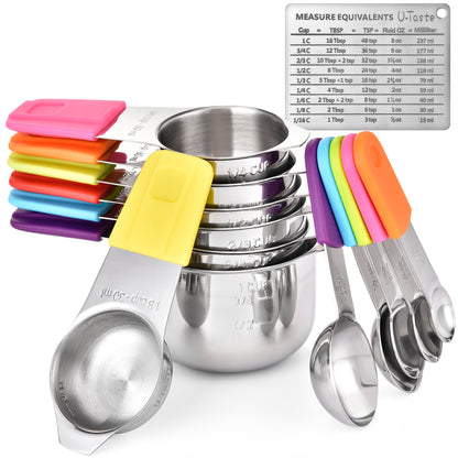 Magnetic Measuring Cups and Spoons Set of 13 in 18/8 Stainless Steel