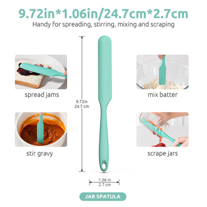 U-Taste Skinny Silicone Jar Spatula: 600ºF Heat-Resistant Food-Grade 10in Long Narrow Sourdough Stirring Stick, Seamless Flexible Peanut Butter Spreader for Scraping Icing Bread Cream, Jam