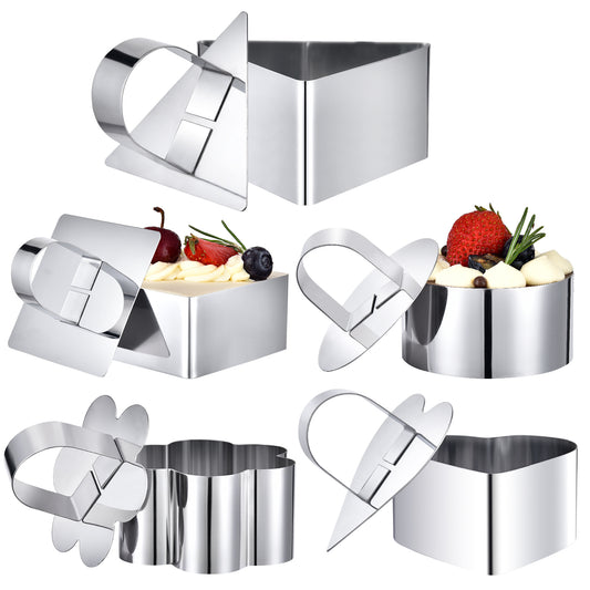 Stainless Steel Mousse Cake Ring Set of 5 (5 Shapes)