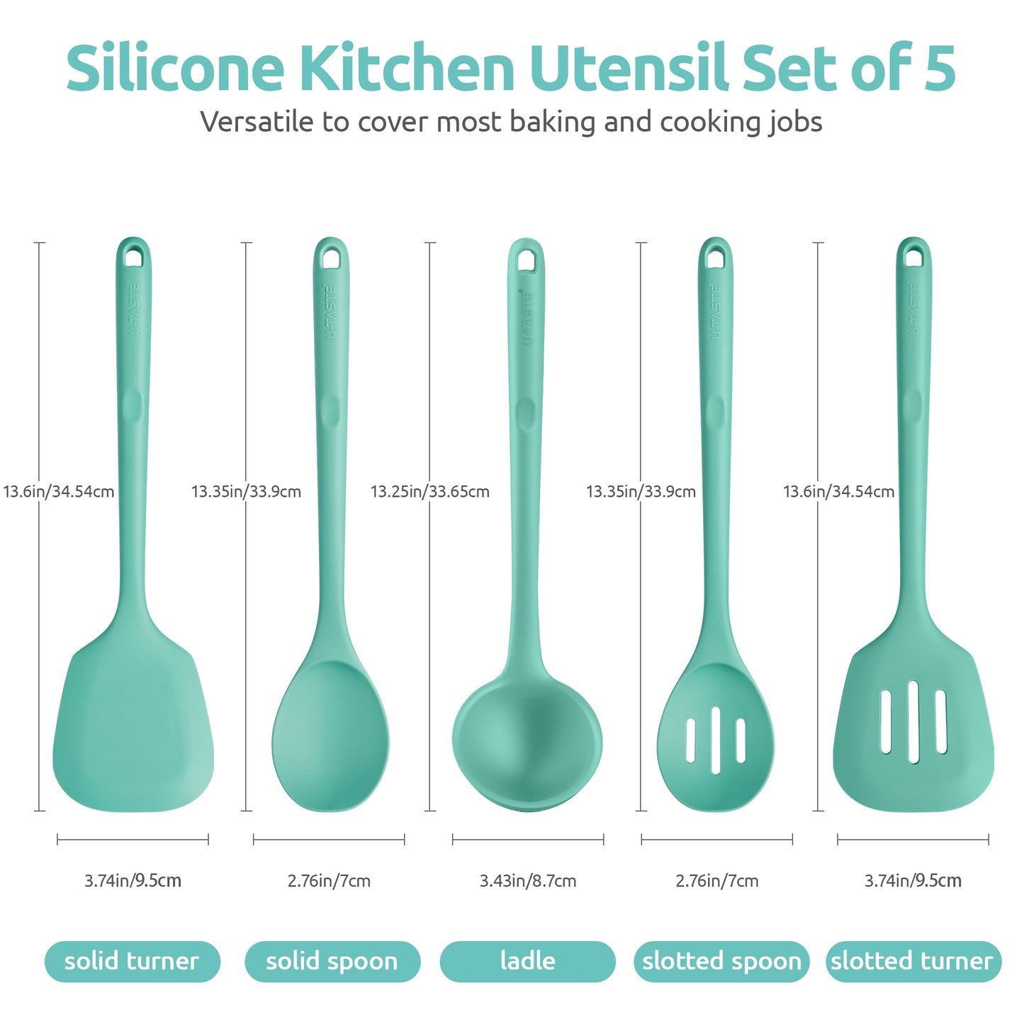 Silicone Kitchen Cooking Utensils Set with High Heat Resistant, Platinum-Cured