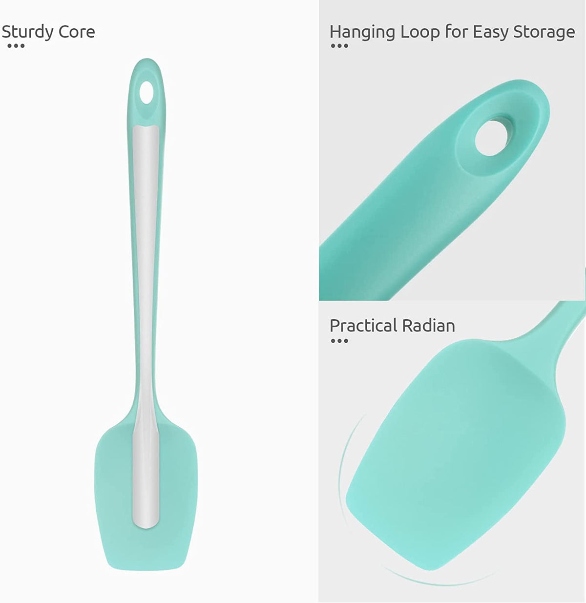 U-Taste Silicone Spoon Spatula, 600ºF High Heat Resistant Kitchen Spoons for Cooking Mixing Stirring, 11.38in Food Grade Rubber Spoonula, Aqua Sky