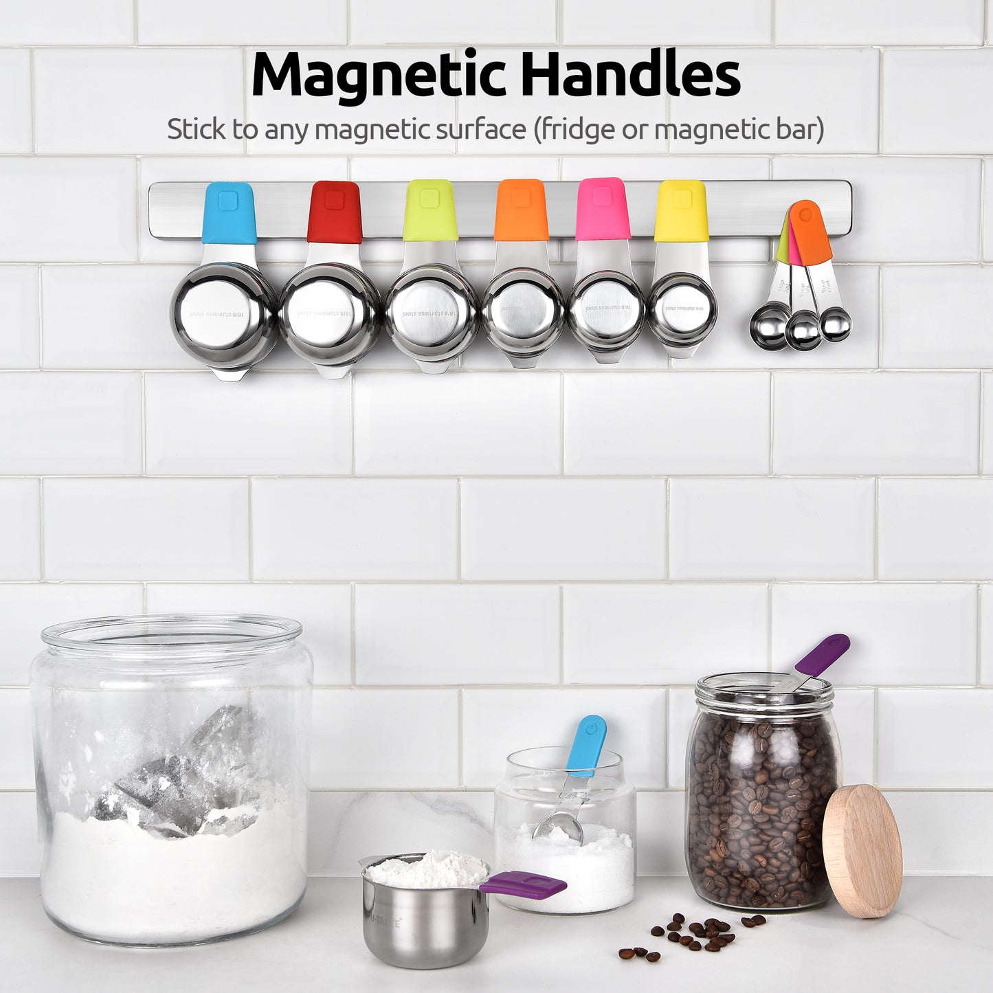 Magnetic Measuring Cups and Spoons Set of 13 in 18/8 Stainless Steel