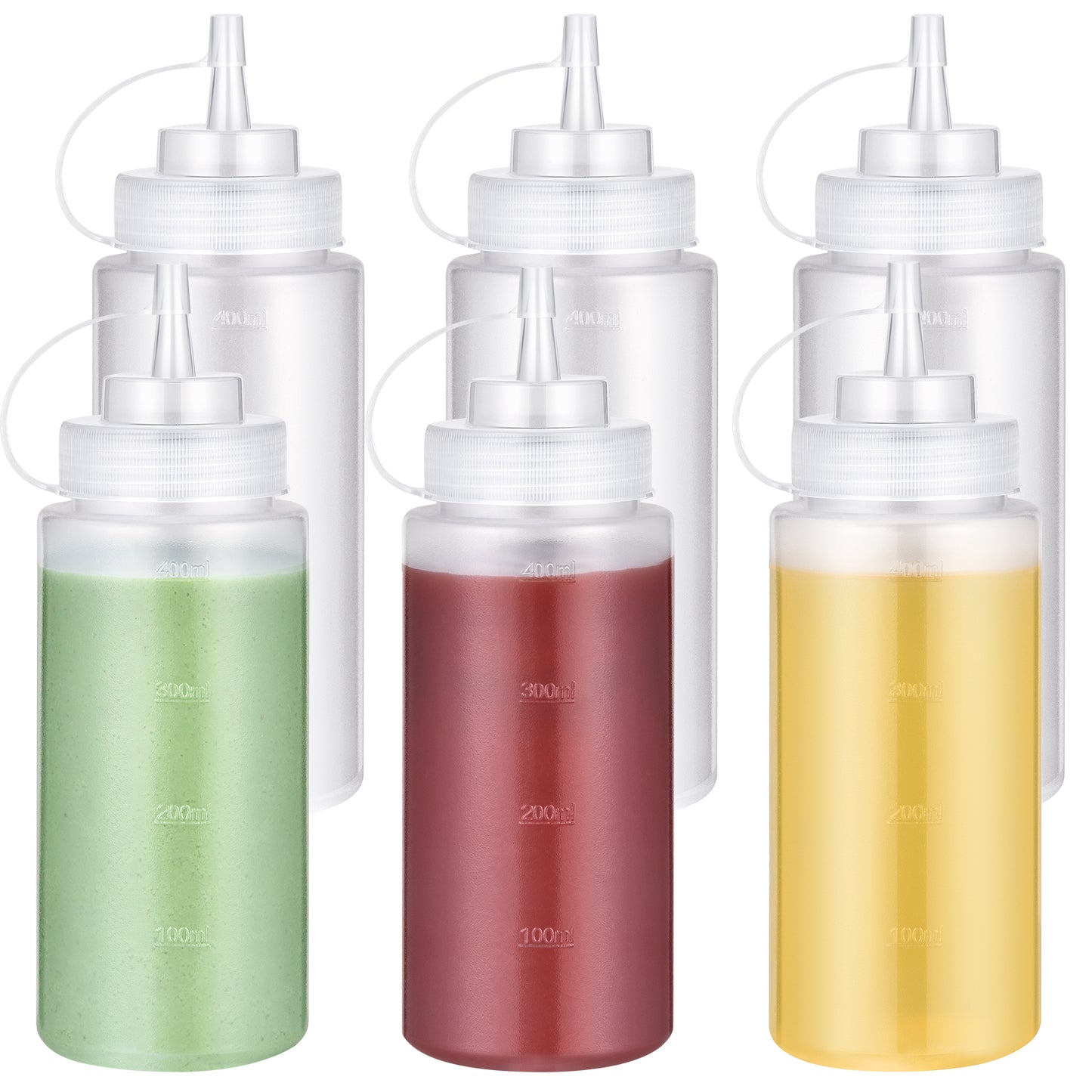 U-Taste 24 OZ Condiment Squeeze Bottles: Sauce Bottles with Twist on Caps and Measurement, Leakproof Squirt Reusable Plastic Oil Container Dispenser for Ketchup/BBQ/Grilling/Salad/Dressing