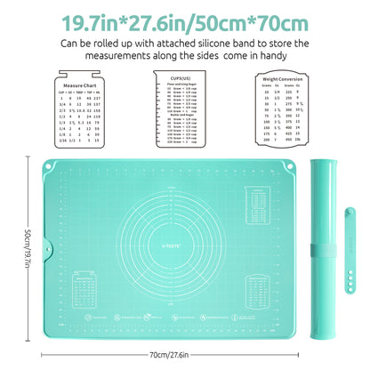 U-Taste Liquid Silicone Pastry Mat: 16"x20" Food-Grade Non-Stick Dough Rolling Baking Sheet, Non Slip for Kneading, Making Pizza, Fondant, Pie Crust with Clear Measurement and Raised Edges