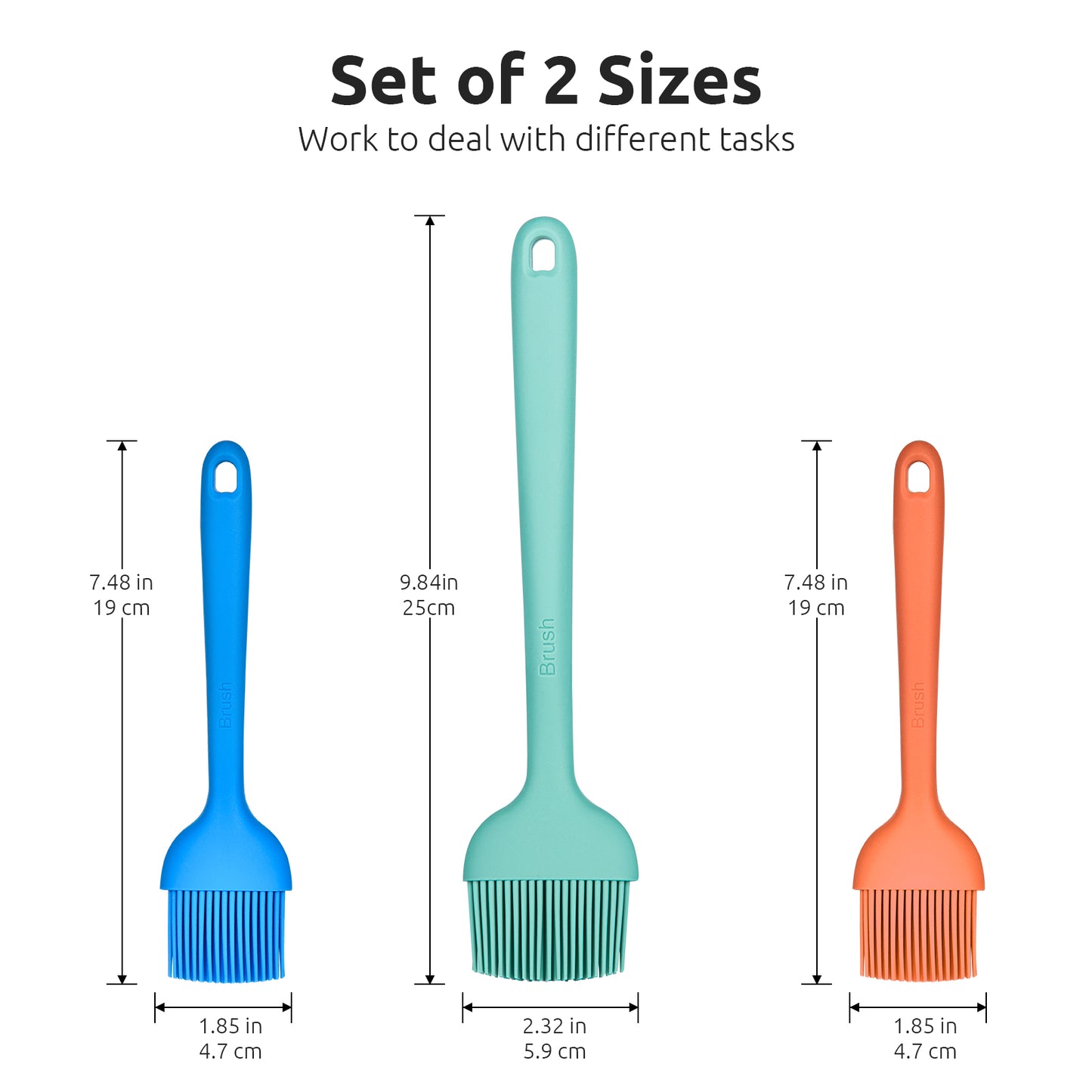 2 Small + 1 Large Angled Silicone Pastry Brush with 600ºF Heat Resistant