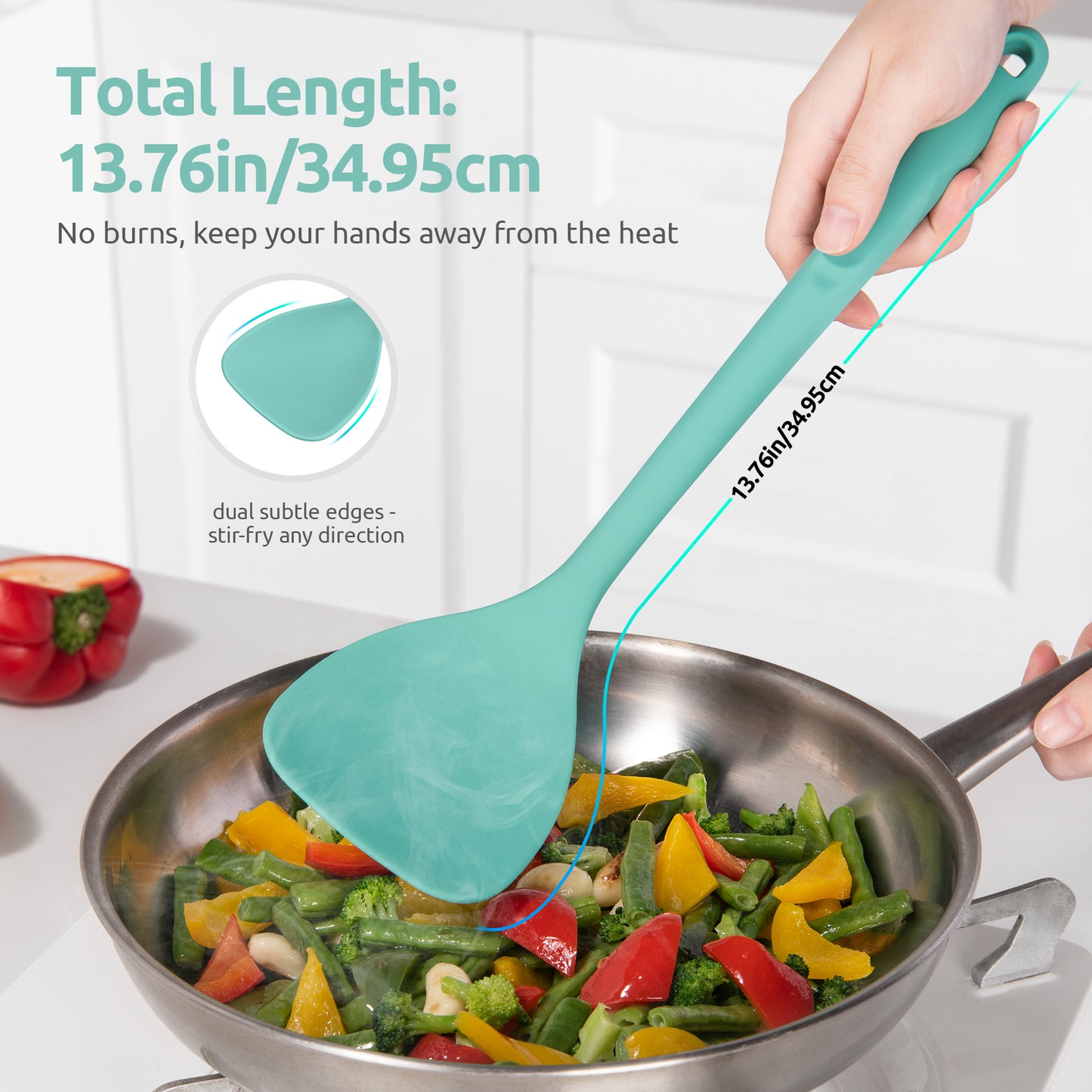 U-Taste 600ºF Heat Resistant Wok Spatula: 13.76" Long, 3.63" Wide Silicone Cooking Utensils with Flexible Edge & Sturdy Core, for Kitchen Stir Fry, Serving, Scoop, Non-Stick Pan, Cast Iron