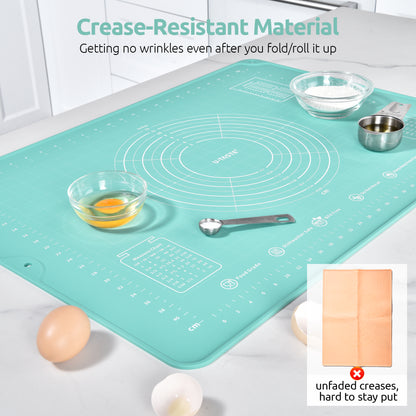 U-Taste Liquid Silicone Pastry Mat: 16"x20" Food-Grade Non-Stick Dough Rolling Baking Sheet, Non Slip for Kneading, Making Pizza, Fondant, Pie Crust with Clear Measurement and Raised Edges