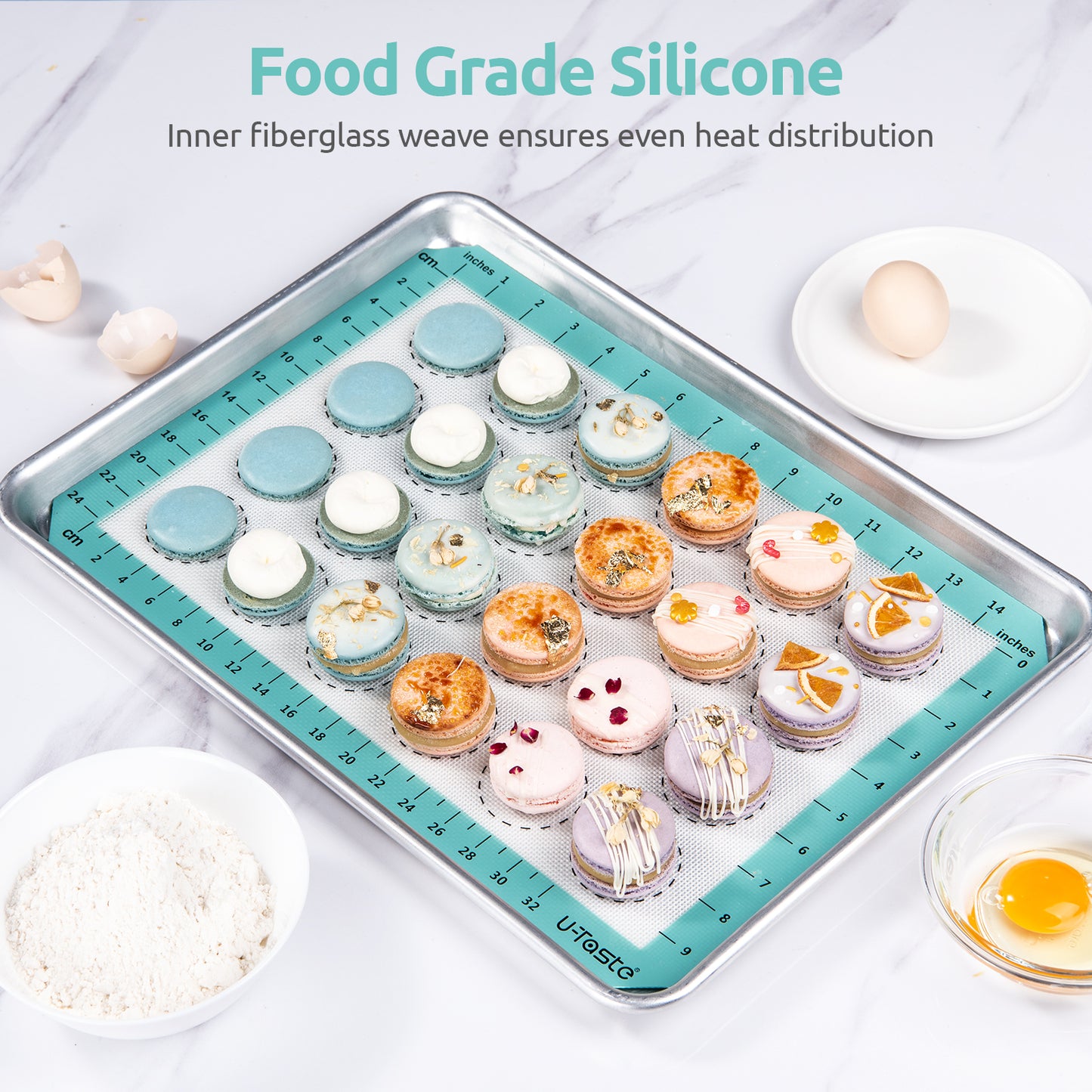 U-Taste Heat Resistant Macaron Silicone Baking Mat, Half Sheets Size, Pack of 2