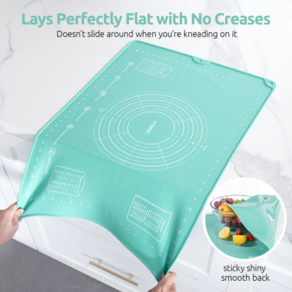 U-Taste Liquid Silicone Pastry Mat: 16"x20" Food-Grade Non-Stick Dough Rolling Baking Sheet, Non Slip for Kneading, Making Pizza, Fondant, Pie Crust with Clear Measurement and Raised Edges