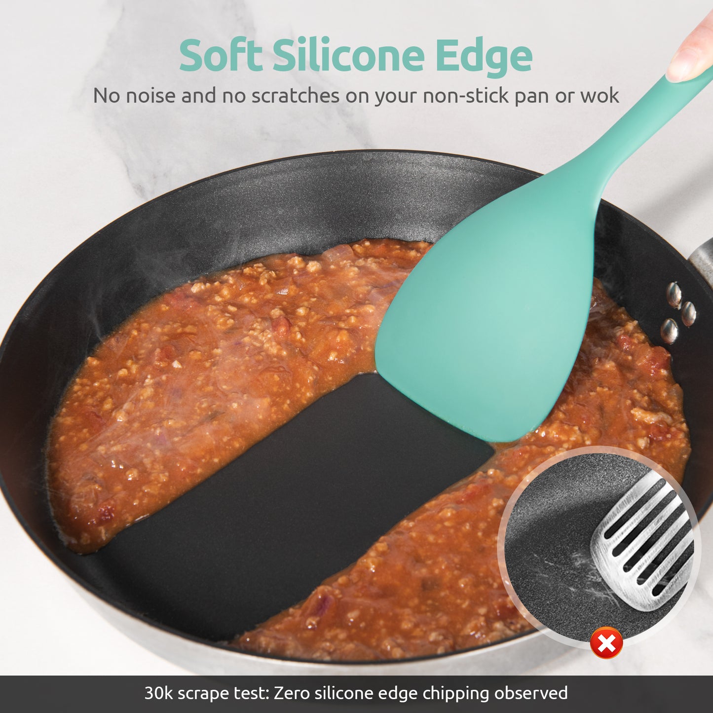 U-Taste 600ºF Heat Resistant Wok Spatula: 13.76" Long, 3.63" Wide Silicone Cooking Utensils with Flexible Edge & Sturdy Core, for Kitchen Stir Fry, Serving, Scoop, Non-Stick Pan, Cast Iron