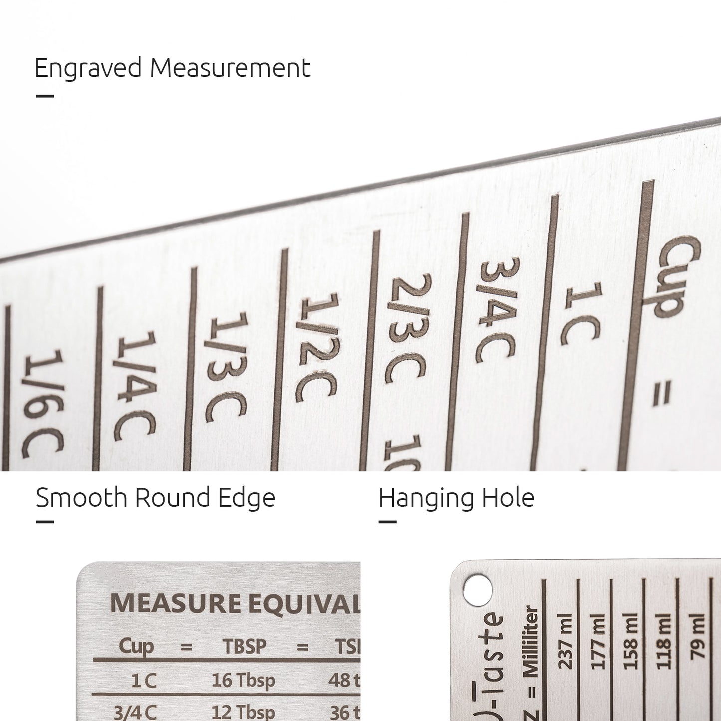 Professional Measurement Conversion Chart Refrigerator Magnet in 18/8 Stainless Steel