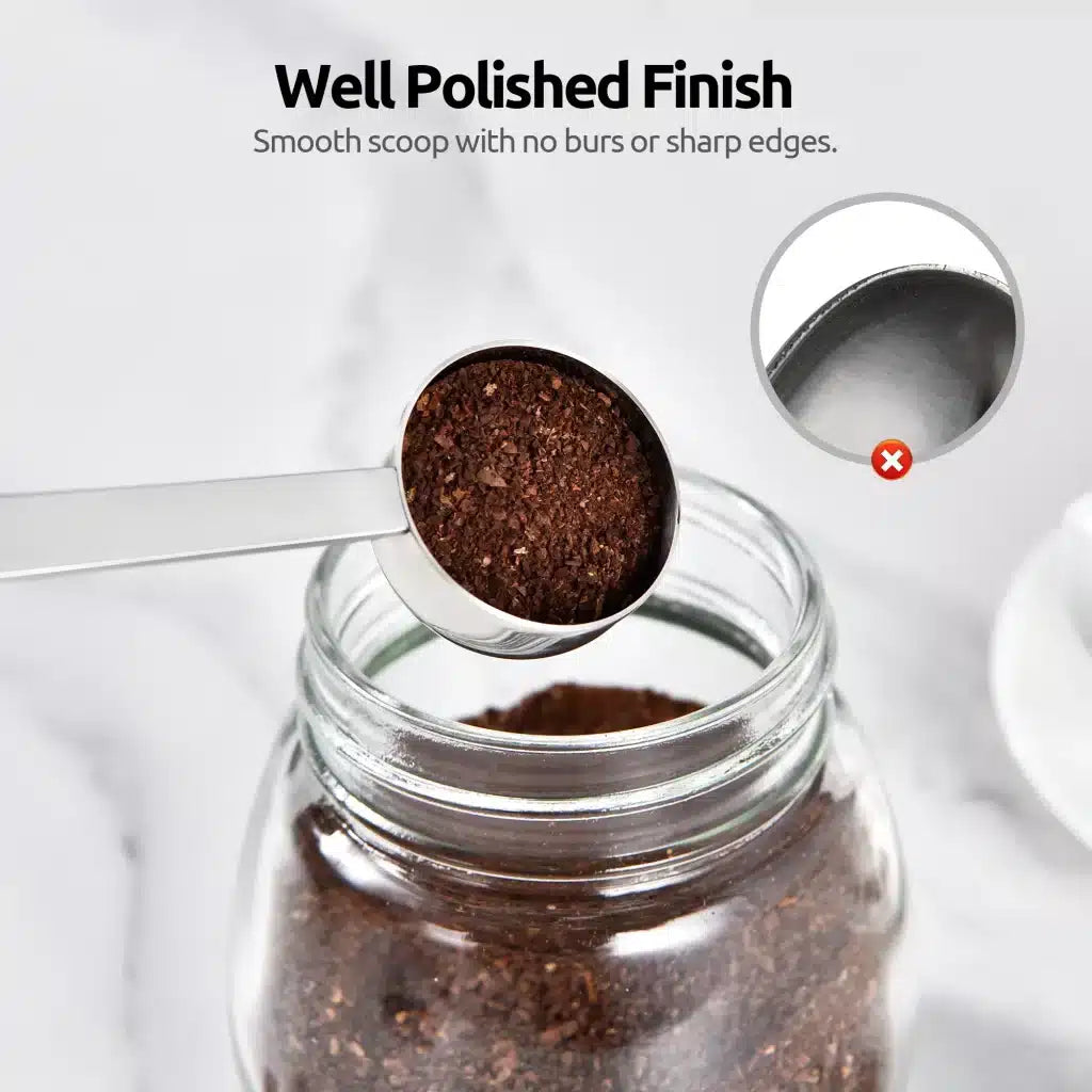 U-Taste Great Coffee Scoop 1 Tablespoon: 18/8 Stainless Steel Measuring Scooper for Ground Coffee, Bean, Powder, Espresso, 8.3 inch Long Handle Metal Meaure Spoon for Canister, Jar