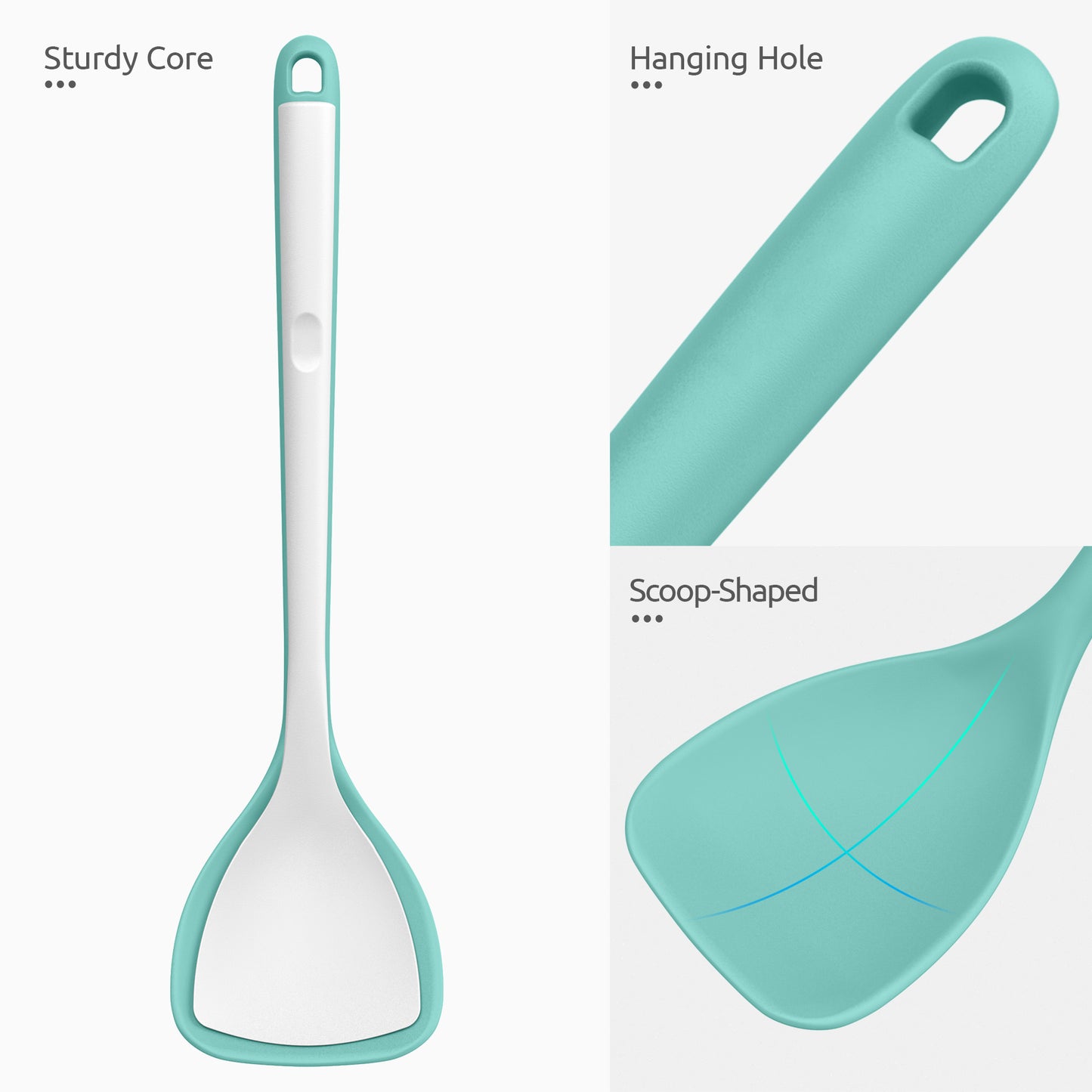 U-Taste 600ºF Heat Resistant Wok Spatula: 13.76" Long, 3.63" Wide Silicone Cooking Utensils with Flexible Edge & Sturdy Core, for Kitchen Stir Fry, Serving, Scoop, Non-Stick Pan, Cast Iron
