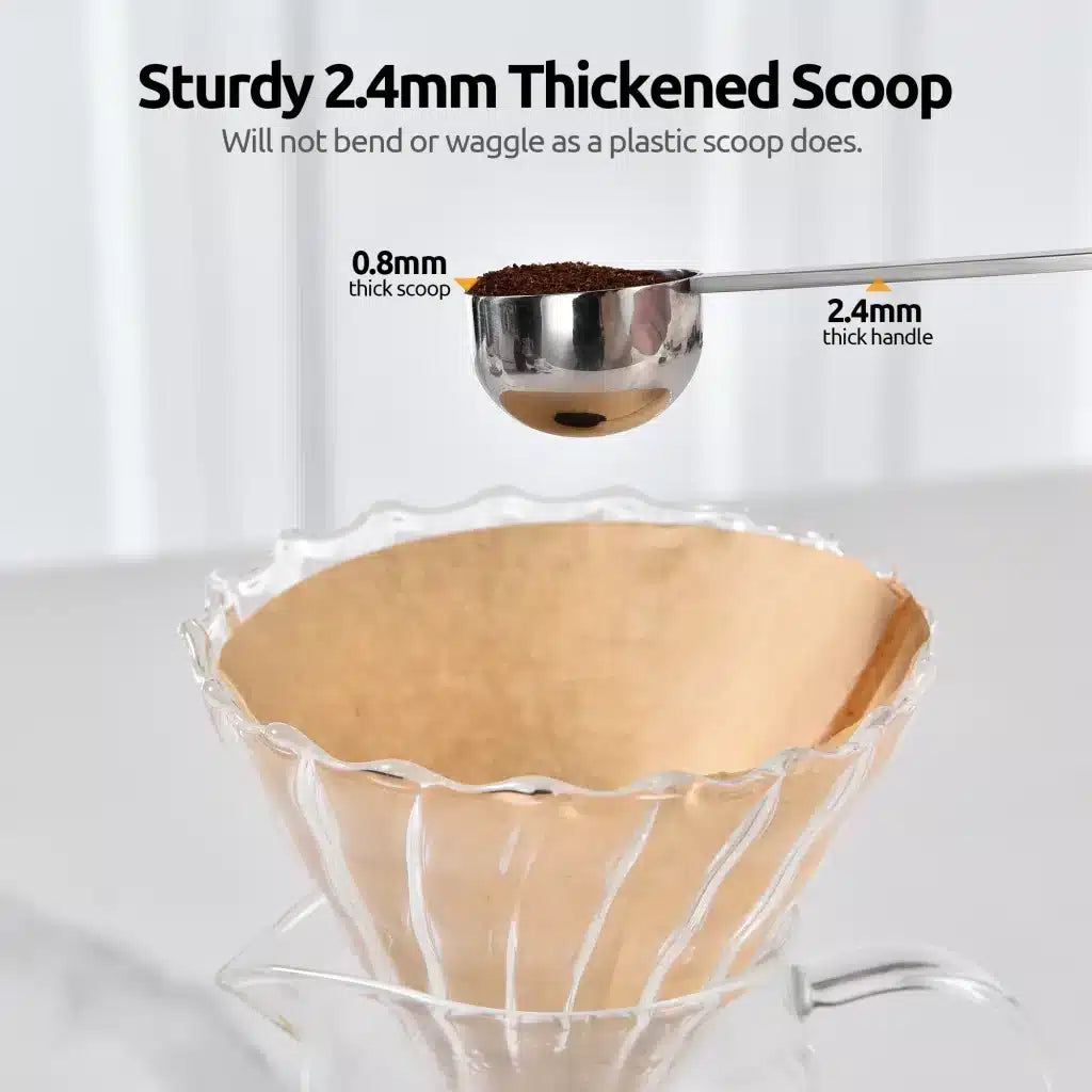 U-Taste Great Coffee Scoop 1 Tablespoon: 18/8 Stainless Steel Measuring Scooper for Ground Coffee, Bean, Powder, Espresso, 8.3 inch Long Handle Metal Meaure Spoon for Canister, Jar