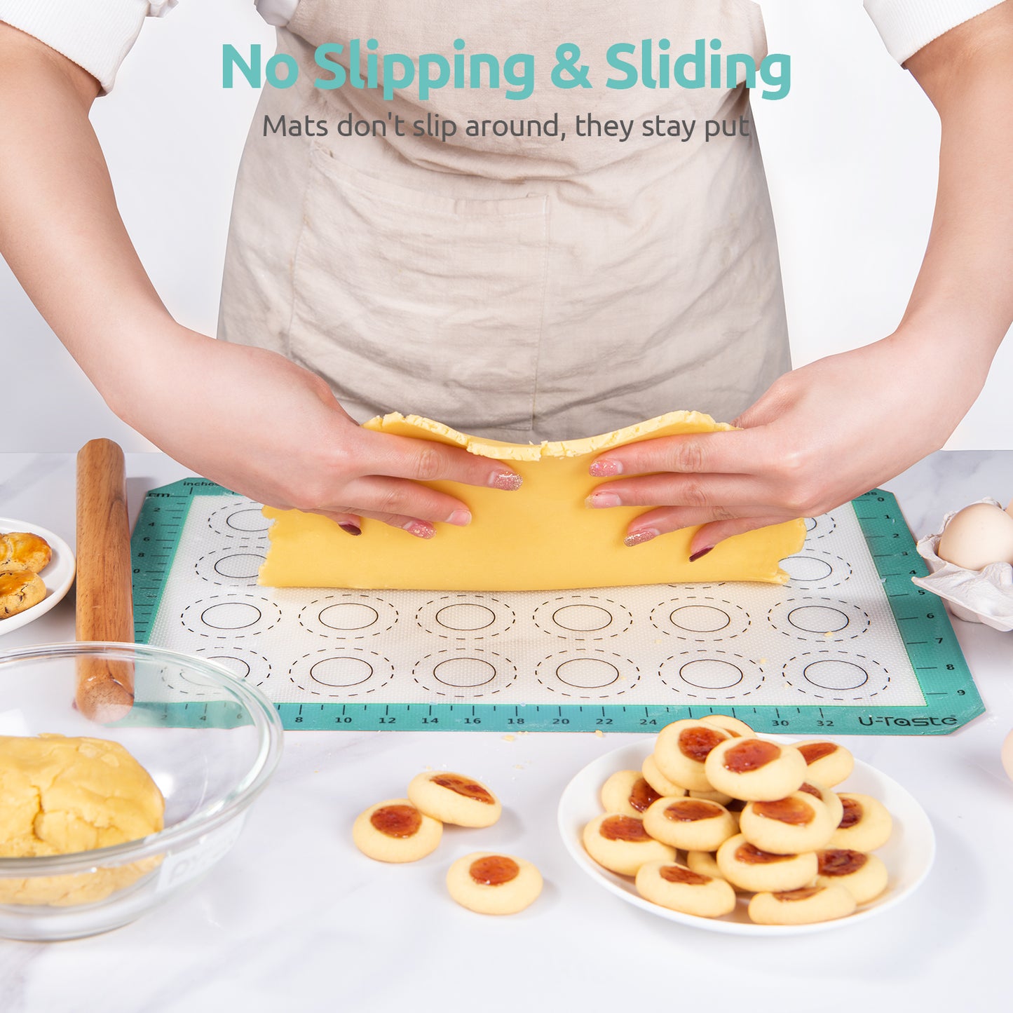 U-Taste Heat Resistant Macaron Silicone Baking Mat, Half Sheets Size, Pack of 2