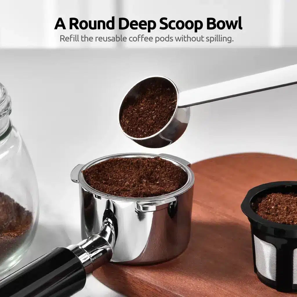 U-Taste Great Coffee Scoop 1 Tablespoon: 18/8 Stainless Steel Measuring Scooper for Ground Coffee, Bean, Powder, Espresso, 8.3 inch Long Handle Metal Meaure Spoon for Canister, Jar