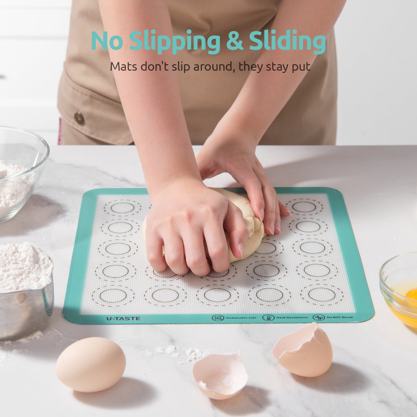 Non Stick Silicone Baking Mat, Heat Resistant, 11×11″ Square Sheets Size, Pack of 2