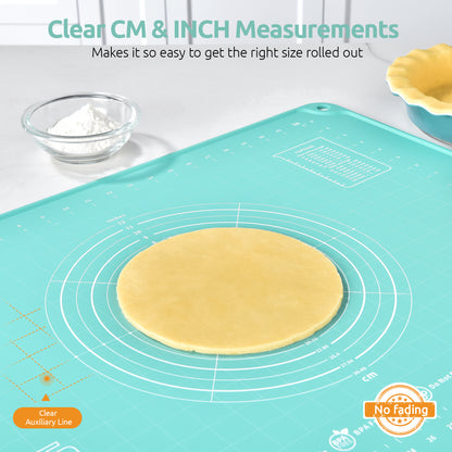 U-Taste Liquid Silicone Pastry Mat: 16"x20" Food-Grade Non-Stick Dough Rolling Baking Sheet, Non Slip for Kneading, Making Pizza, Fondant, Pie Crust with Clear Measurement and Raised Edges