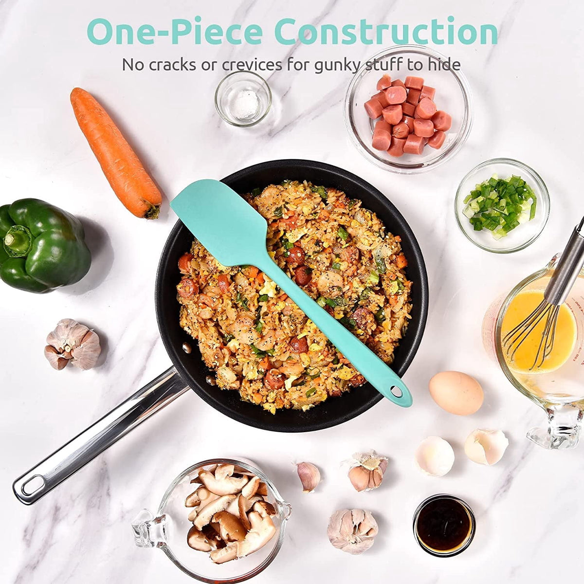 U-Taste Silicone Large Spatula, 600ºF High Heat Resistant Food Grade Rubber Seamless Bowl Scraper for Kitchen Cooking Baking Mixing, 11.38in, Aqua Sky