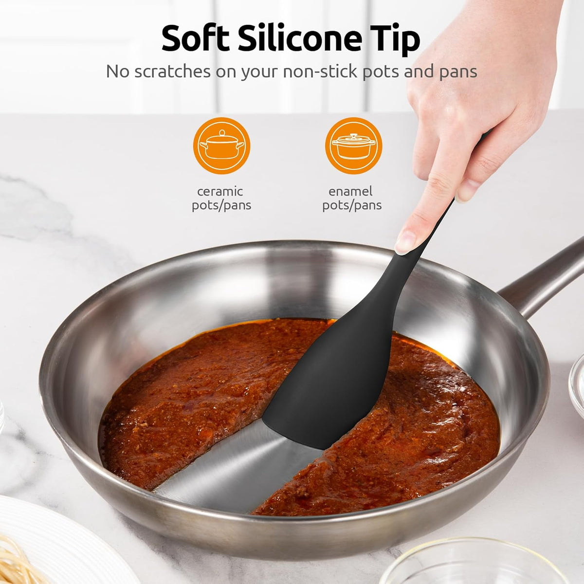 U-Taste 600ºF Heat Resistant Silicone Cooking Spoons Set, Baking Spoon Spatula & Cooking Scoop Spoonula, Kitchen Utensils for Serving Scooping, Black