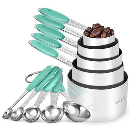 18/8 Stainless Steel Measuring Cups and Spoons Set 10 Pieces