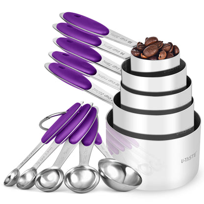 18/8 Stainless Steel Measuring Cups and Spoons Set 10 Pieces